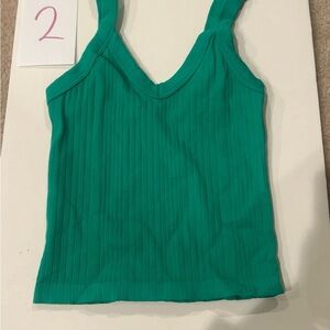 Women's Green Ribbed Tank Top